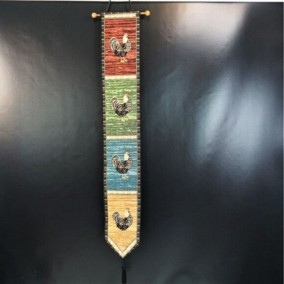 Rooster Bell Pull Kimble Hanging Wall Tapestry Farmhouse Chicken Barn Decor USA. - Picture 10 of 10